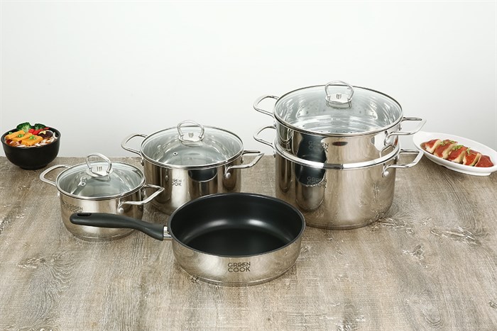 Bộ 3 nồi inox 3 đáy nắp kính Sunhouse SHG306