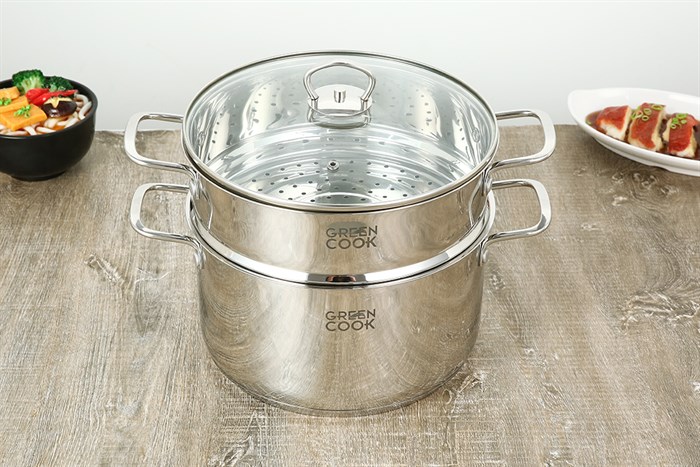 Bộ 3 nồi inox 3 đáy nắp kính Sunhouse SHG306