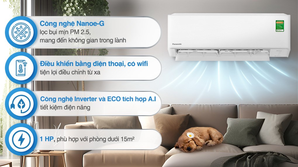 Máy lạnh Panasonic Inverter 1 HP CU/CS-PU9AKH-8