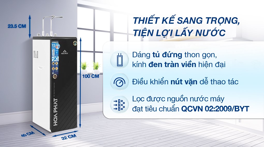 Máy lọc nước RO nóng nguội lạnh Hòa Phát HPN639 12 lõi