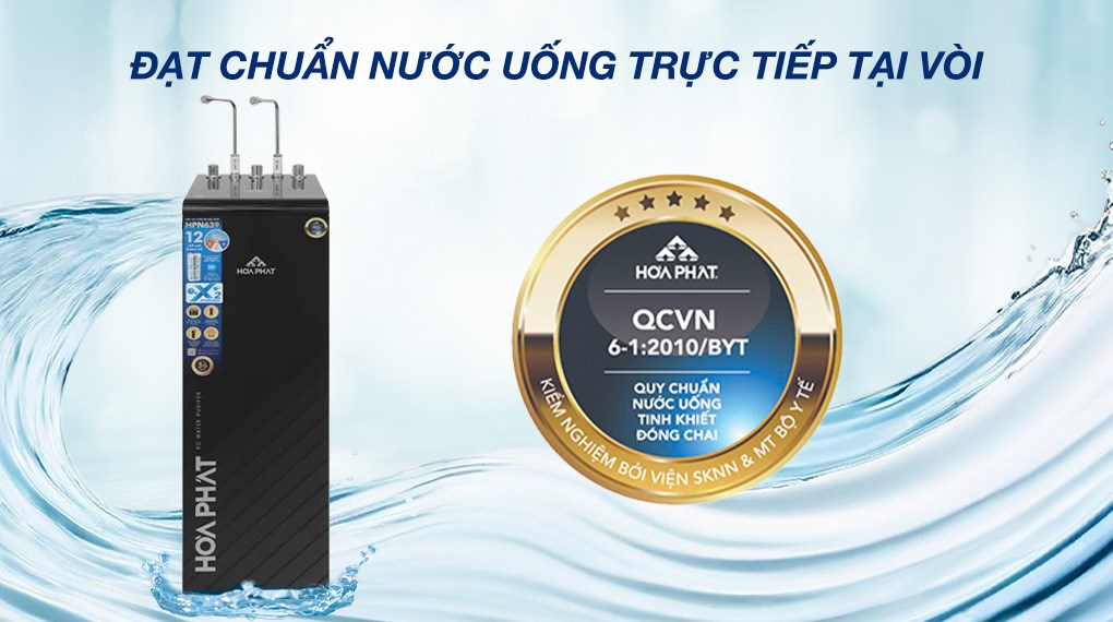 Máy lọc nước RO nóng nguội lạnh Hòa Phát HPN639 12 lõi