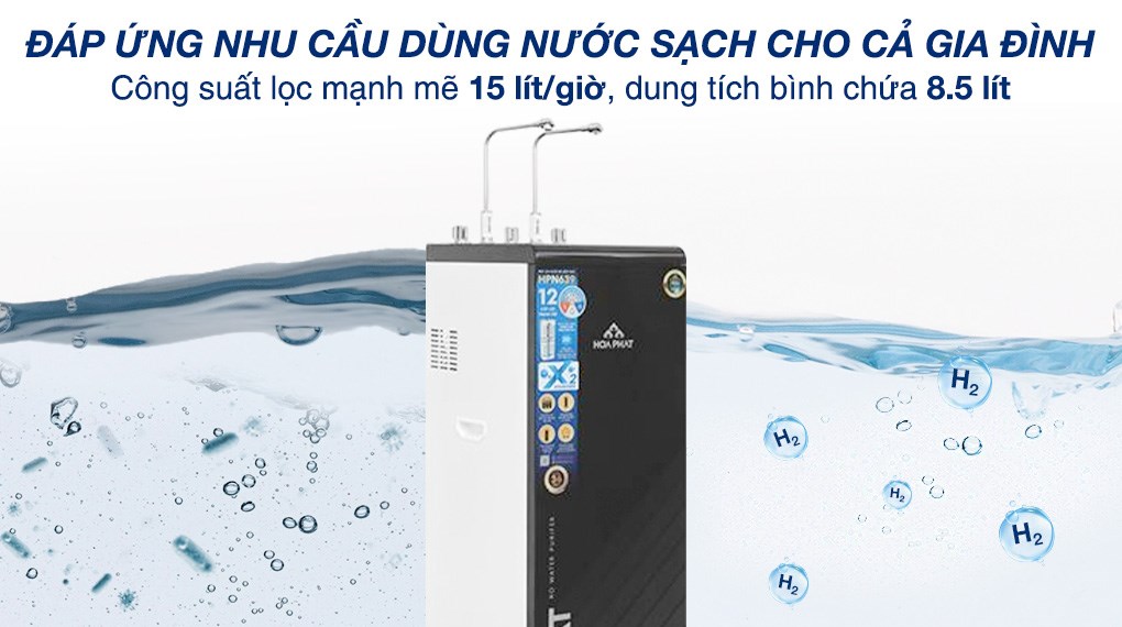 Máy lọc nước RO nóng nguội lạnh Hòa Phát HPN669 12 lõi